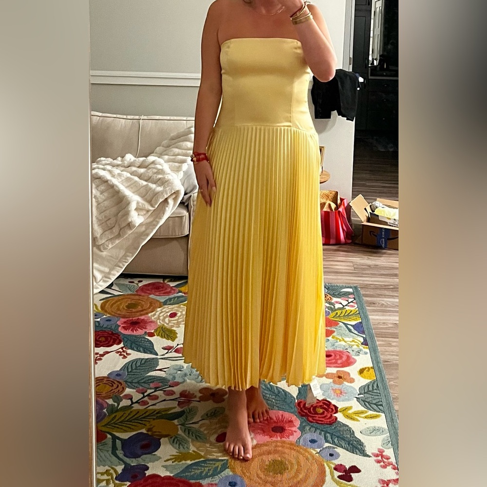 Abercrombie & Fitch Strapless Yellow Maxi Dress